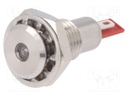 Indicator: LED; flat; 12VDC; Cutout: Ø12.1mm; IP67; stainless steel