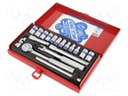 "SOCKET SET 1/4"" 18pcs SHORT, 6/8 point 4 - 12mm WITH RATCH