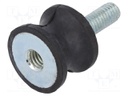 Vibration damper; M6; Ø: 20mm; rubber; L: 15mm; Thread len: 18mm