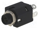 Socket; Jack 6,35mm; female; stereo; with on/off switch; straight