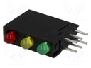 LED; in housing; red/green/yellow; 3mm; No.of diodes: 3; 20mA; 40°