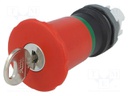 Switch: emergency stop with key; Stabl.pos: 2; 22mm; red; IP66