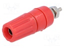 Socket; 4mm banana; 60VDC; L: 42mm; Cutout: Ø9mm; red; with terminal