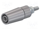 Socket; 4mm banana; 32A; 1kV; grey; nickel plated; insulated