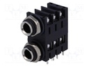 Socket; Jack 6,35mm; female; stereo; double,with triple switch