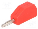 Plug; 2mm banana; 10A; 33VAC; 70VDC; red; Connection: soldering