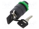 Switch: rotary with key; Stabl.pos: 3; 22mm; black; Illumin: none