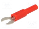 Adapter; banana 4mm socket,fork terminal; 60VDC; 36A; red; 1mΩ