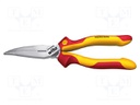 Pliers; insulated,curved,half-rounded nose; steel; 200mm; 1kVAC