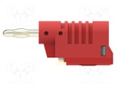 Plug; 4mm banana; 36A; 30VAC; 60VDC; red; non-insulated; 57.2mm