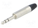 Plug; Jack 6,3mm; male; stereo; straight; for cable; soldering