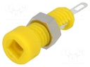 Socket; 2mm banana; 6A; Overall len: 21mm; yellow; Plating: tinned