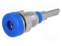 Socket; 2mm banana; 10A; 23mm; blue; Mounting: screw,on panel