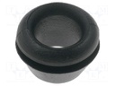 Grommet; Ømount.hole: 8mm; Øhole: 6.5mm; PVC; black; -30÷60°C; D: 8mm