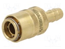 Quick connection coupling; straight; 15bar; Mat: brass; Seal: FPM