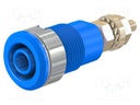 Socket; 4mm banana; 32A; 1kV; Cutout: Ø12.2mm; blue; gold-plated