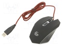 Optical mouse; black,red; USB A; wired; No.of butt: 6; 1.3m