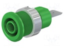 Socket; 4mm banana; 32A; 1kV; Cutout: Ø12.2mm; green; nickel plated