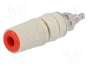 Socket; 4mm banana; 24A; red; nickel plated; screw,on panel; 45mm