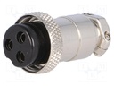 Plug; microphone; female; PIN: 3; for cable; straight; 6mm