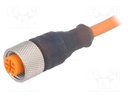 Connection lead; M12; PIN: 4; straight; 2m; plug; 250VAC; 4A; IP68