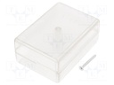 Enclosure: multipurpose; X: 59mm; Y: 84mm; Z: 37mm; ABS