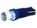 LED lamp; blue; T5; Urated: 12VDC; 0.6lm; No.of diodes: 1; 0.24W