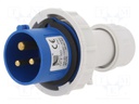 Connector: AC supply; plug; male; 16A; 400VAC; IEC 60309; IP67