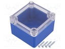 Enclosure: multipurpose; X: 80mm; Y: 82mm; Z: 55mm; ABS; blue; gasket