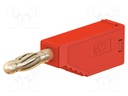 4mm banana; 32A; 30VAC; 60VDC; red; 2.5mm2; gold-plated