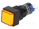 Switch: push-button; Pos: 2; SPDT; 0.5A/250VAC; 1A/24VDC; orange