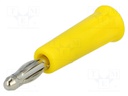 Plug; 4mm banana; 24A; 30VAC; 60VDC; yellow; non-insulated