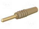 Plug; 2mm banana; 10A; 30VAC; 60VDC; brown; gold-plated; Ø: 0.5mm