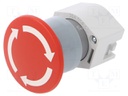 Switch: emergency stop; Stabl.pos: 2; 22mm; red; Illumin: none; IP65