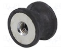 Vibration damper; M6; Ø: 20mm; rubber; L: 15mm; H: 6mm; 289N; 77N/mm