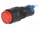 Switch: push-button; Pos: 2; SPDT; 0.5A/250VAC; 1A/24VDC; red; red