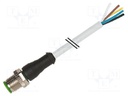 Connection lead; M12; PIN: 8; straight; 3m; plug; 30VAC; 2A; -20÷85°C