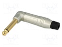 Plug; Jack 6,35mm; male; mono; angled 90°; for cable; soldering