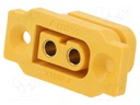 Socket; DC supply; XT60; female; PIN: 2; soldering; yellow; 30A; 500V