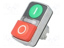 Switch: double; Stabl.pos: 1; 22mm; green/red; IP66; Pos: 2; Ø22mm