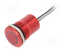 Switch: capacitive; Pos: 2; SPST-NC; 0.01A/12VDC; IP68; ON-OFF; 20mΩ