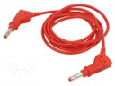 Test lead; 19A; banana plug 4mm,both sides; Len: 1m; red