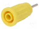 Socket; 4mm banana; 24A; 1kVDC; yellow; nickel plated; on panel