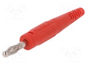 Plug; 4mm banana; 32A; 60V; red; 2.5mm2; Plating: nickel plated