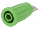 Socket; 4mm banana; 24A; 1kV; green; push-in; 34mm; -25÷80°C; 5mΩ