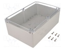 Enclosure: multipurpose; X: 160mm; Y: 240mm; Z: 90mm; polycarbonate