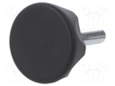 Knob; Dia: 45mm; M10; 40mm; technopolymer (PA); black; Cap: black