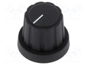 Knob; with pointer; nylon 6; Øshaft: 6mm; Ø19.3x16.3mm; black