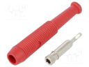 Socket; 2mm banana; 6A; 60VDC; Overall len: 39mm; red; Ø: 2mm