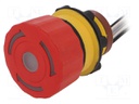 Switch: emergency stop; Stabl.pos: 2; NC x2; 1.5A/250VAC; 22mm; red